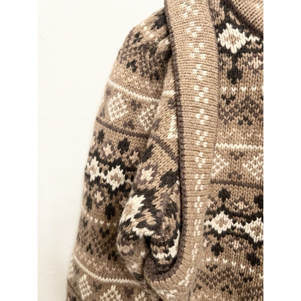 SEA NEW YORK Brown 100% Wool Fair Isle Knit Long Sleeve Sweater Finja sz Small - Picture 4 of 11